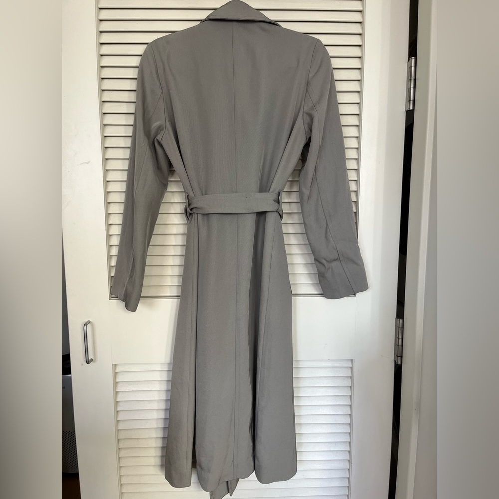 Women's Gray Belted Trench Coat - Picture 4 of 5